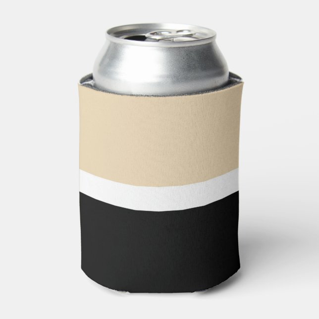 Beige Black Abstract Stripe Can Cooler (Can Front)