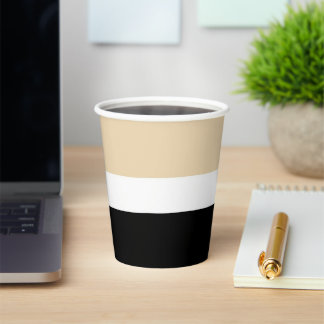 Beige Black Abstract Stripe Paper Cups