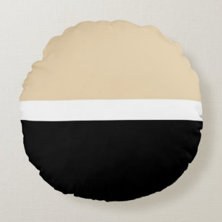 Beige Black Abstract Stripe Round Cushion