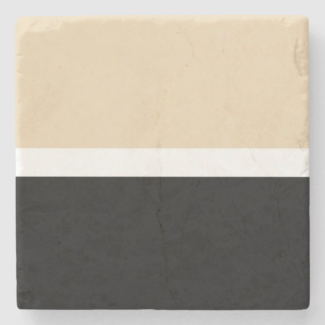Beige Black Abstract Stripe Stone Coaster (Front)