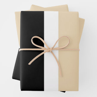 Beige Black Abstract Stripe Wrapping Paper Sheet