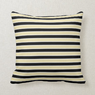Beige, Black and White Stripes Cushion