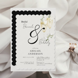 Beige & Black Bridal Brunch & Bubbly Shower  Invitation