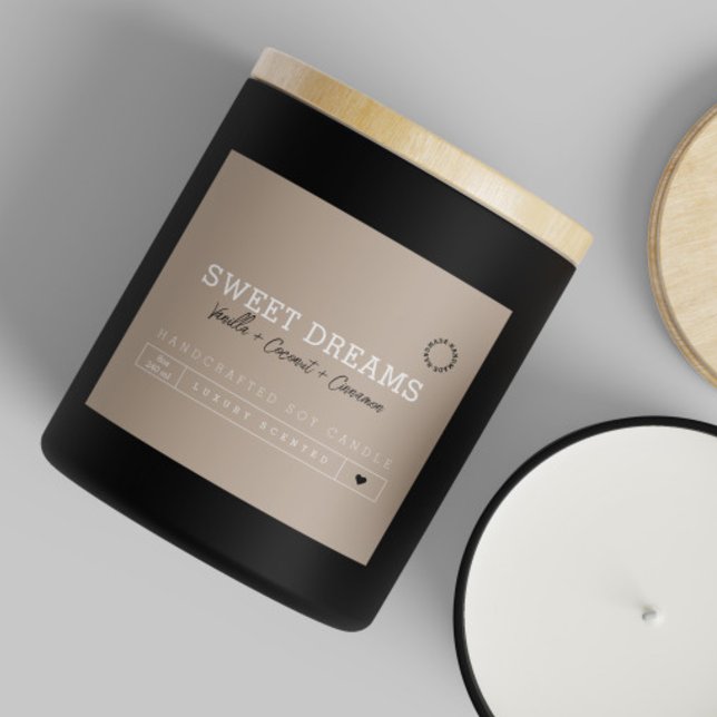 Beige | Black Candle Product Label Stickers (Creator Uploaded)