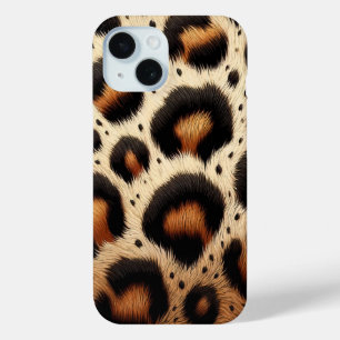 Beige & Black Cheetah Fur Animal Print Spots  iPhone 15 Case
