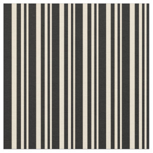 Beige & Black Coloured Lines/Stripes Pattern Fabric