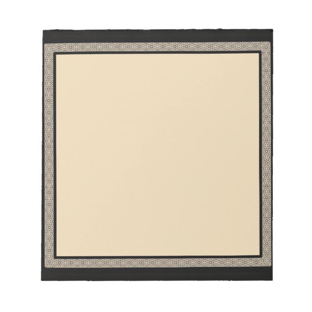 Beige & Black Geometric Border  Notepad (Front)