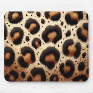 Beige & Black Leopard Fur Animal Print Spots  Mouse Pad