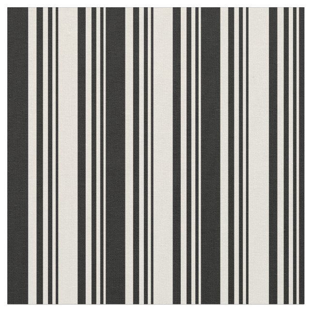 Beige & Black Lines/Stripes Pattern Fabric (Close Up)