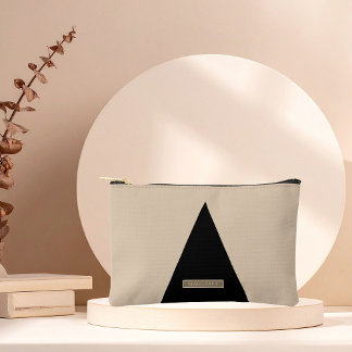 Beige Black Modern Minimal Accessory Pouch