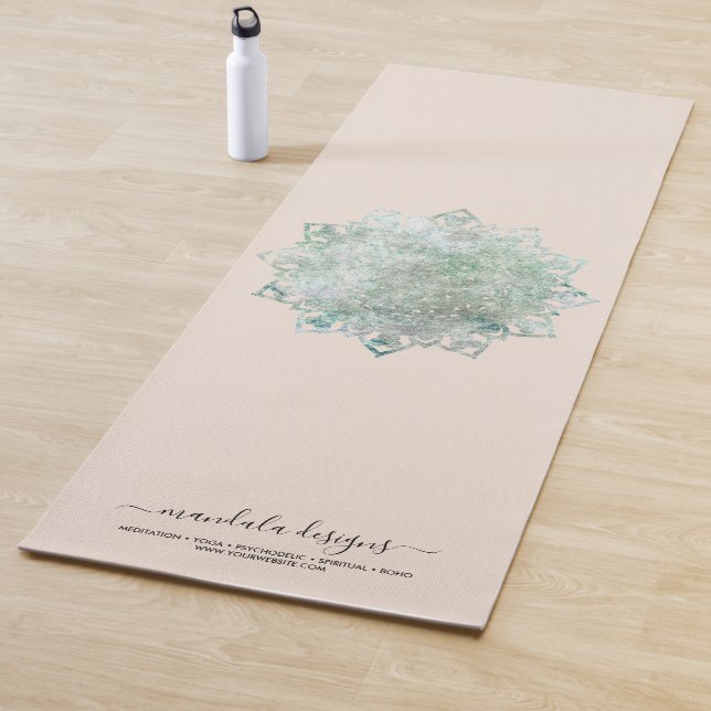 Beige black two sided Mandala Yoga Mat (In Situ)