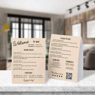 Beige Black Vacation Rental Wifi Rules Information