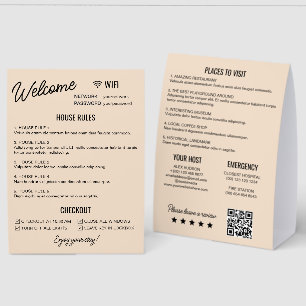 Beige Black Vacation Rental Wifi Rules Information