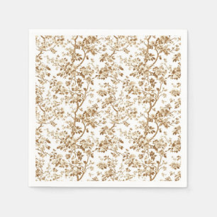 Beige Blossom Branches Cocktail Paper Napkins