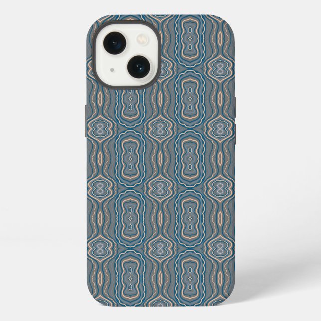 Beige Blue And Grey Alternating Pattern Design  iPhone Case (Back)