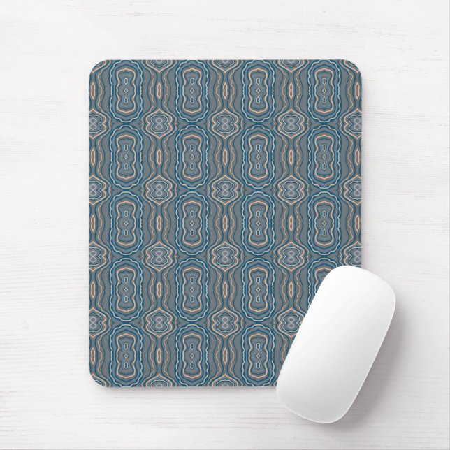 Beige Blue And Grey Alternating Pattern Design  Mouse Pad (With Mouse)