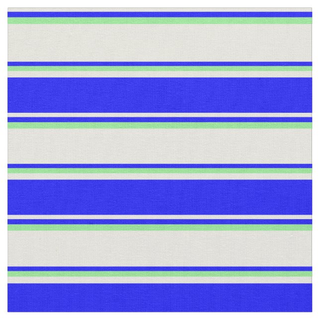 Beige, Blue, and Light Green Coloured Stripes Fabric (Close Up)