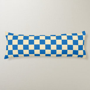 Beige + Blue Check Chequered Chequerboard Pattern Body Cushion