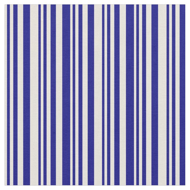 Beige & Blue Coloured Stripes/Lines Pattern Fabric (Close Up)
