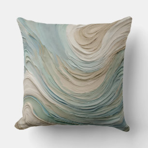 Beige Blue Green Abstract Swirl Cushion