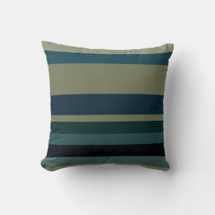 Beige, Blue, green and black stripes Cushion