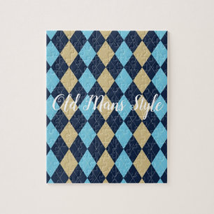 Beige Blue Plaid Jigsaw Puzzle Daisy