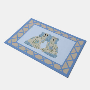 Beige Blue Staffordshire Dogs Ginger Jars Doormat