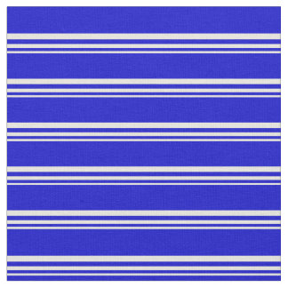 Beige & Blue Stripes/Lines Pattern Fabric