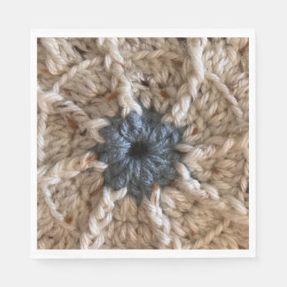 Beige Blue Yarn Photo Knitting Party Crochet  Napkin