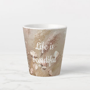 Beige Blush Boho Floral Latte Mug