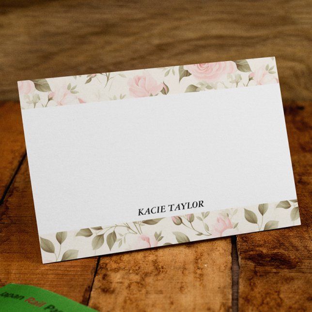 Beige Blush Floral Personalised Note Cards (Creator Uploaded)