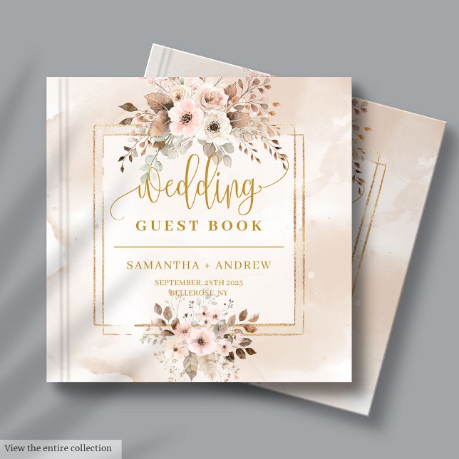 Beige Blush Gold Boho Fall Wedding Guest Book  (Beige Blush Gold Boho Fall Wedding Guest Book )