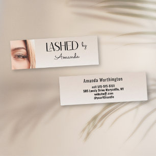  Beige Blush Lashed Minimal Script Photo  Mini Business Card