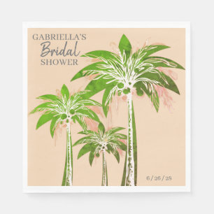 Beige Blush Palm Tree Bridal Shower Custom Name Napkin