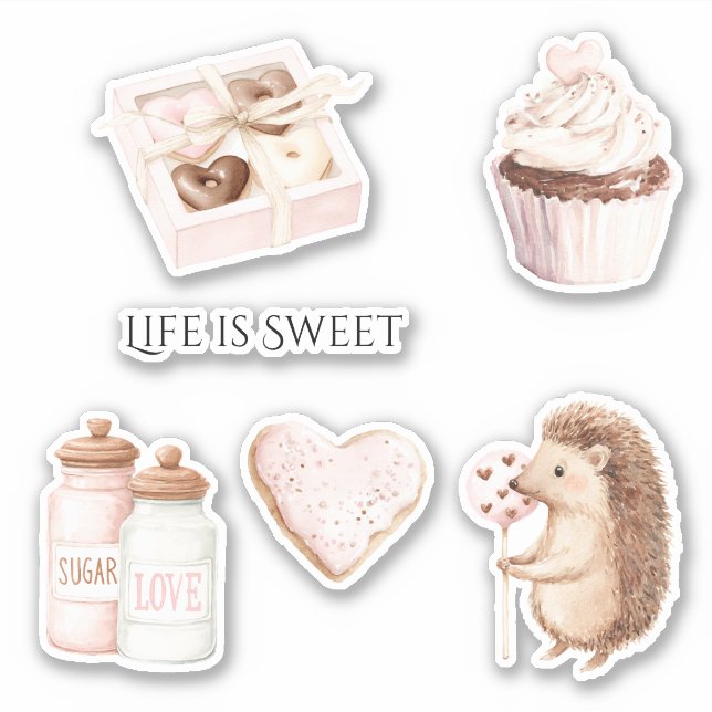 Beige Blush Pink Chocolate Hearts Hedgehog (Front)