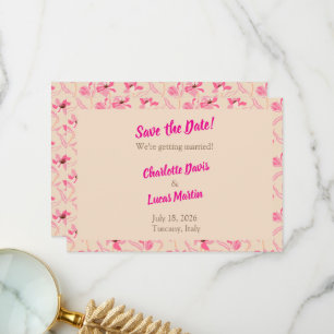 Beige & Blush Pink Floral Save the Date Card