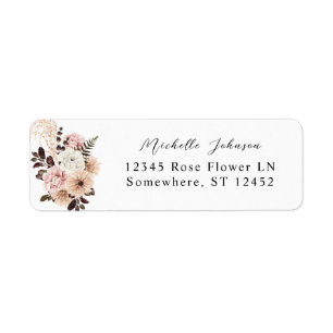 Beige & Blush Pink Rustic Floral Return Address Label