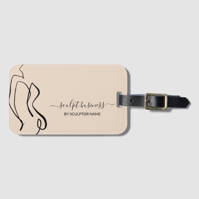 Beige Body sculpt contouring aesthetician Luggage Tag (Front Horizontal)