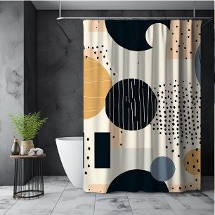 Beige bohemian colourful geometric abstract dots shower curtain