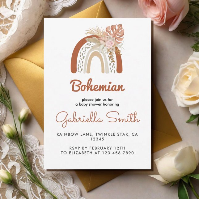 Beige Bohemian Favour Baby Shower Invitation (Creator Uploaded)