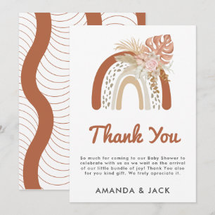 Beige Bohemian Favour Baby Shower Thank You Card