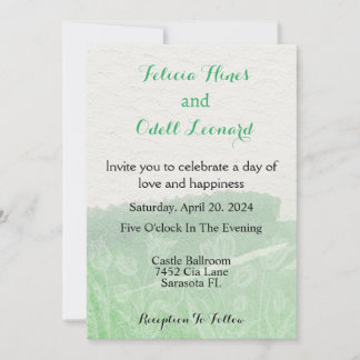 Beige Boho Floral Green Modern Watercolor Wedding Invitation