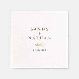 Beige Boho leaf Wedding Napkin