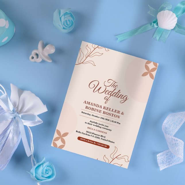 Beige Boho Minimalist Wedding Invitation (Creator Uploaded)