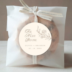 Beige Boho Night Before Rehearsal Dinner Wedding Classic Round Sticker