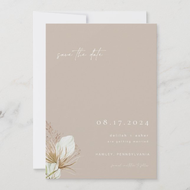 Beige Boho Save the Date with Photo bohemian Invitation (Front)