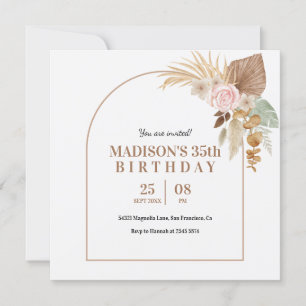 Beige Boho Style Birthday Invitation