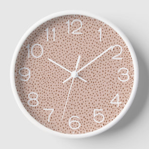 Beige & Boho Terracotta Brown Dots Clock