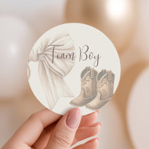 Beige Boots Or Bows Gender Reveal Team Boy