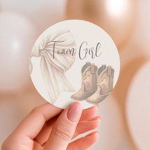 Beige Boots Or Bows Gender Reveal Team Girl